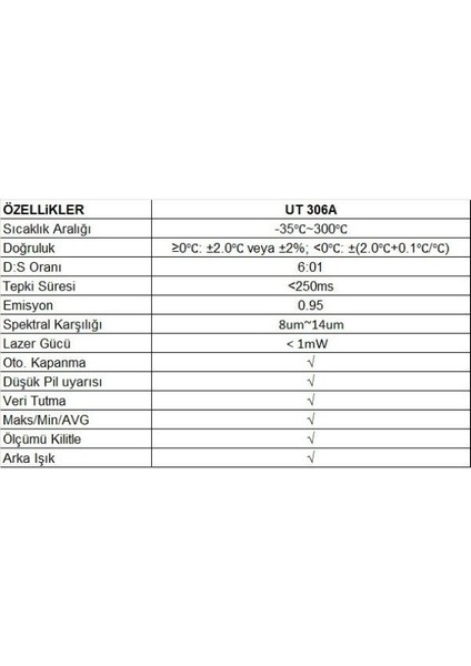 Unit UT-306A Mini Kızılötesi Lazer Termometre; Unit