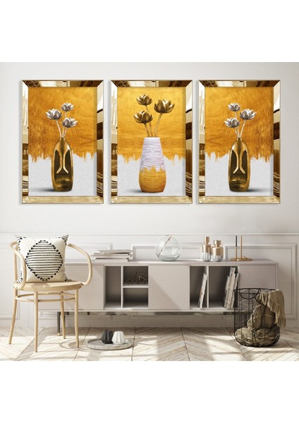 Soyut Desen Gümüş Pleksi Kenar Mdf Tablo