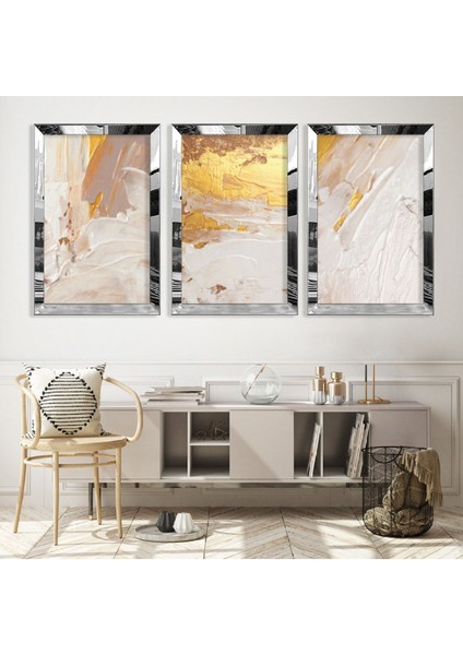Soyut Desen Gold Pleksi Kenar Mdf Tablo