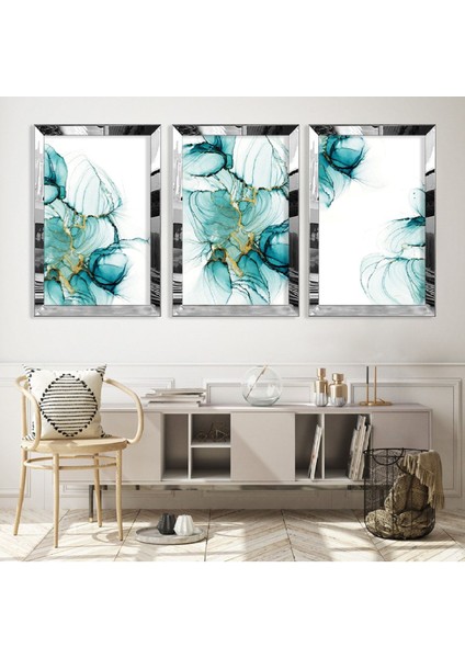 Soyut Desen Gold Pleksi Kenar Mdf Tablo