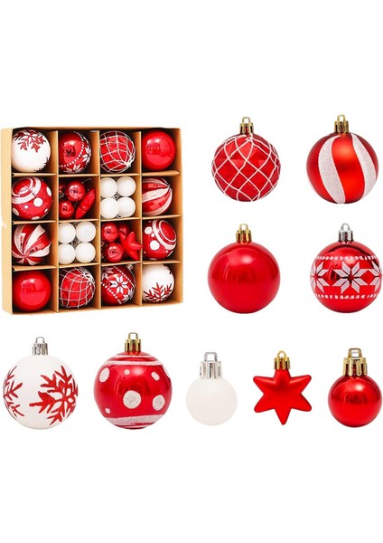 44 Adet Noel Topu Süsleri Kırılmaz Noel Küreleri, C (Yurt Dışından)
