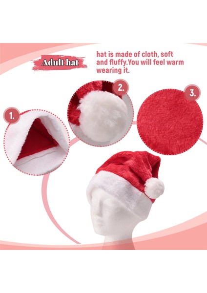 Noel Baba Şapkası Noel Günü Kostüm Elbise Peluş Kalın Noel Şapkası Yetişkin (Yurt Dışından) indirimleri