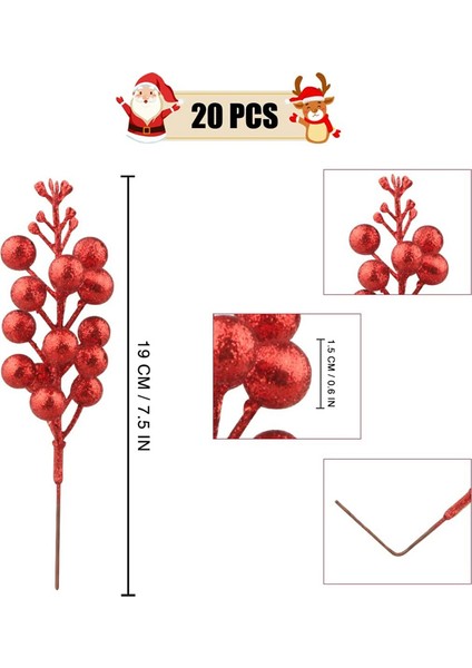 Yapay Meyve Sapları, 7,5 Inç Noel Parıltılı Meyveleri Gösterildiği Gibi (Yurt Dışından) fiyatları