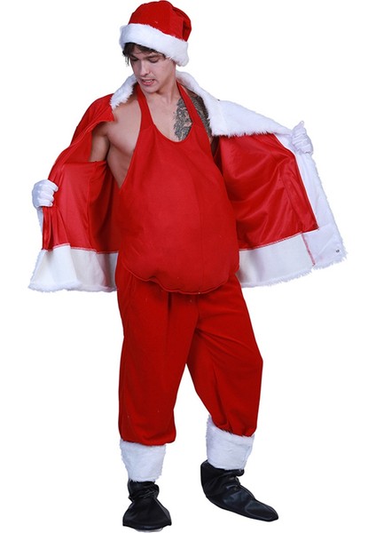 Komik Unisex Noel Baba Sahte Göbek Noel Sahne Gösterisi Aksesuarları, Kırmızı (Yurt Dışından) fırsatları