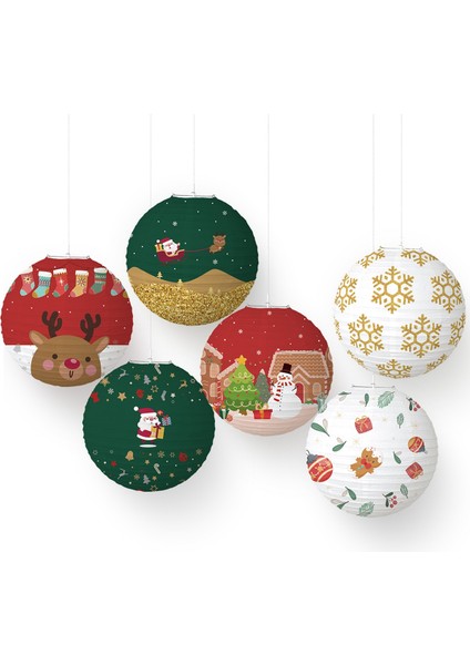 6 Adet Noel Dekorasyon Kağıt Fenerleri, Yuvarlak Asılı Çin (Yurt Dışından)