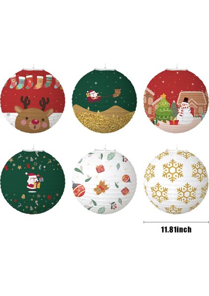 6 Adet Noel Dekorasyon Kağıt Fenerleri, Yuvarlak Asılı Çin (Yurt Dışından) fiyatları