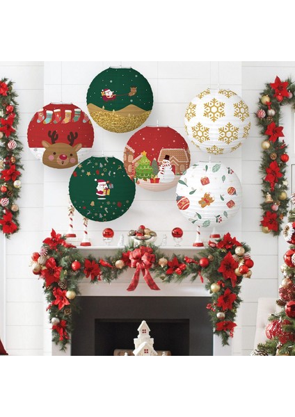 6 Adet Noel Dekorasyon Kağıt Fenerleri, Yuvarlak Asılı Çin (Yurt Dışından) modelleri