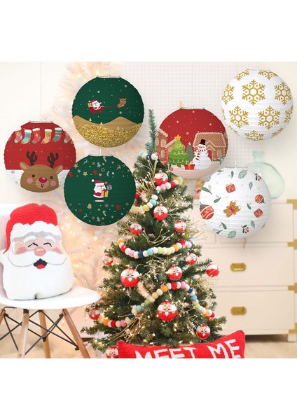 6 Adet Noel Dekorasyon Kağıt Fenerleri, Yuvarlak Asılı Çin (Yurt Dışından) fırsatları