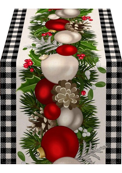 Siyah Beyaz Gingham Noel Masa Örtüsü (Yurt Dışından)