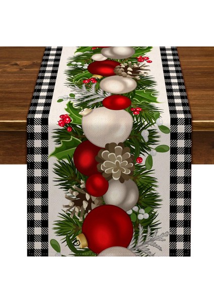 Siyah Beyaz Gingham Noel Masa Örtüsü (Yurt Dışından)