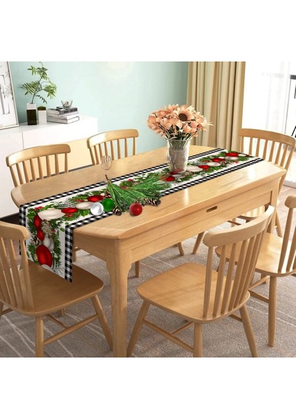 Siyah Beyaz Gingham Noel Masa Örtüsü (Yurt Dışından)