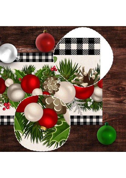 Siyah Beyaz Gingham Noel Masa Örtüsü (Yurt Dışından)
