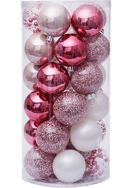 30 Adet Noel Ağacı Top Süsleme Seti Kırılmaz Dekor Topları-Pembe (Yurt Dışından)