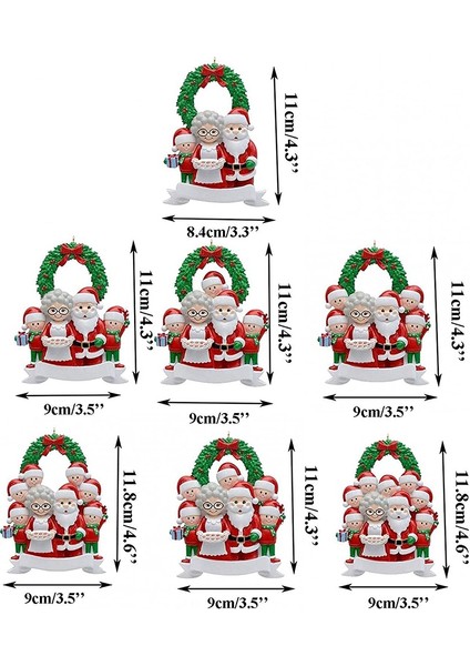 Noel Baba 7 Kişilik Aile, Noel Ağacı Süsü - Noel Baba Kış Hediyesi (Yurt Dışından)
