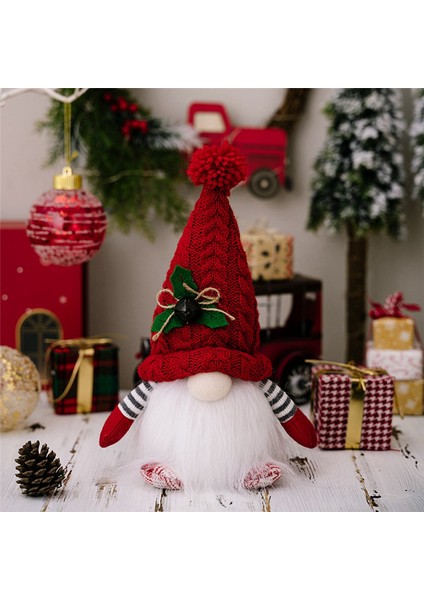 Noel Süsü Örgü Şapka Aydınlatmalı Rudolph Bebek Yüzsüz Kırmızı (Yurt Dışından)