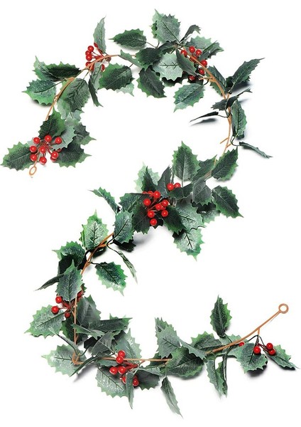 Sevgililer Günü Paskalya Çelengi Noel Kırmızı Dekor Holly Yaprakları Çelengi (Yurt Dışından)