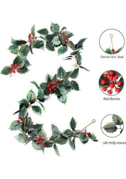 Sevgililer Günü Paskalya Çelengi Noel Kırmızı Dekor Holly Yaprakları Çelengi (Yurt Dışından) fırsatları