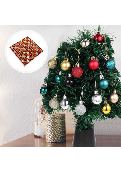 64 Adet Noel Süsleri Hediyeleri Noel Ağacı Topları - Kırmızı Altın (Yurt Dışından) fiyatları