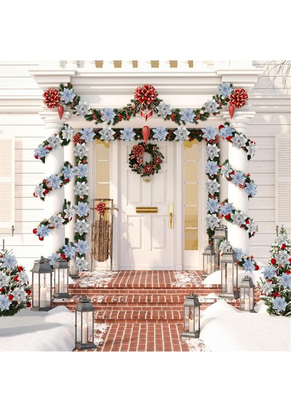20 Adet 14,5 cm Simli Yapay Noel Çiçekleri, E (Yurt Dışından)