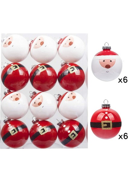 12'li Paket Noel Topları, 60 mm Noel Boyalı Kırılmaz Tatil (Yurt Dışından)
