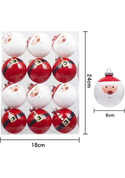 12'li Paket Noel Topları, 60 mm Noel Boyalı Kırılmaz Tatil (Yurt Dışından)