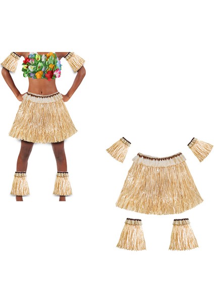 Hawaii Çim Etek Takım Elastik Kol Manşonu Ayak Örtüsü (Saman Rengi) (Yurt Dışından) indirimleri