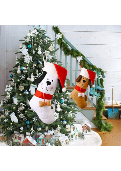 Adet Noel Çorabı Köpek Yüz Şekli Asılı Evcil Hayvan Çorapları (Yurt Dışından)