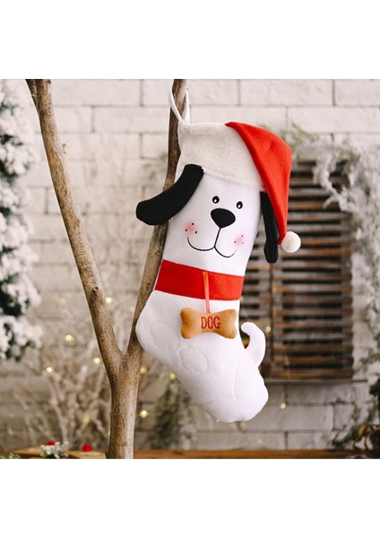 Adet Noel Çorabı Köpek Yüz Şekli Asılı Evcil Hayvan Çorapları (Yurt Dışından)