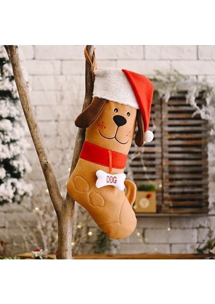 Adet Noel Çorabı Köpek Yüz Şekli Asılı Evcil Hayvan Çorapları (Yurt Dışından)
