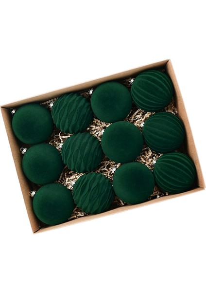 Noel Topları Noel Ağacı Dekoru 12'li Paket Lüks Floklu B (Yurt Dışından)
