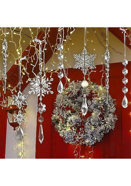 10 Adet Sahte Buz Sarkıtları Noel Kar Tanesi Kolye Noel Dekor Seti (Yurt Dışından)