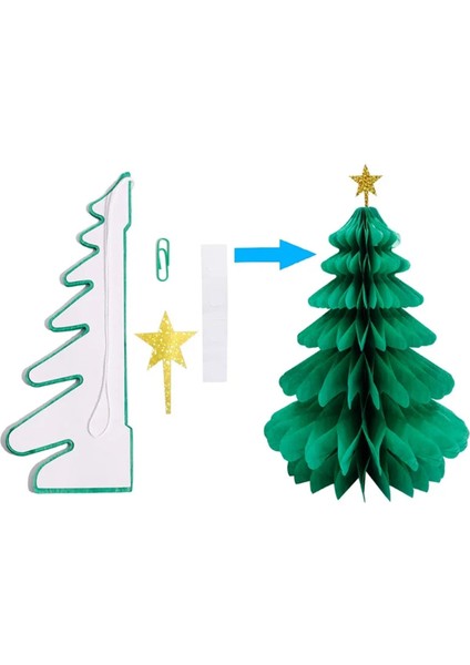 12 Adet Noel Ağacı Kağıt Petek Kolye Masa Dekorasyonu B (Yurt Dışından)