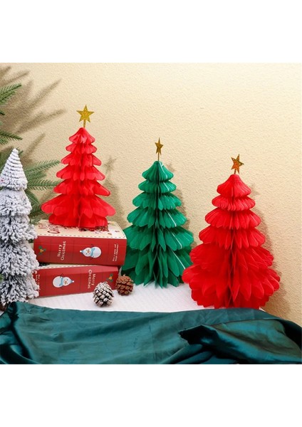 12 Adet Noel Ağacı Kağıt Petek Kolye Masa Dekorasyonu B (Yurt Dışından)