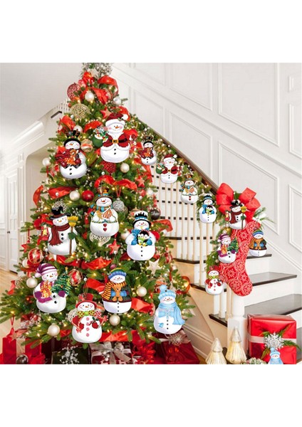 18 Adet Noel Ahşap Kolye Noel Ağacı Asılı Oranment B (Yurt Dışından)