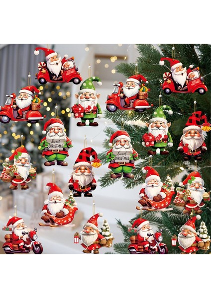 18 Adet Noel Ahşap Kolye Noel Ağacı Asılı Oranment B (Yurt Dışından)