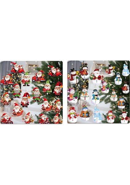 18 Adet Noel Ahşap Kolye Noel Ağacı Asılı Oranment B (Yurt Dışından)