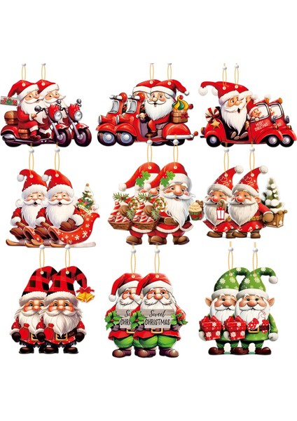 18 Adet Noel Ahşap Kolye Noel Ağacı Asılı Oranment B (Yurt Dışından)