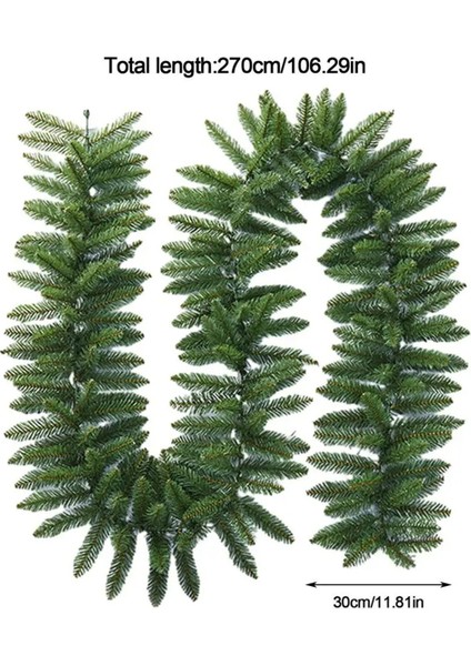9ft Noel Çelenkleri Yapay Yeşillik Çelenkleri Yeşil (Yurt Dışından)