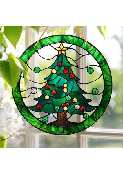 Renkli Noel Ağacı Güneş Yakalayıcı Akrilik Disk Boyalı Kolye (Yurt Dışından) modelleri