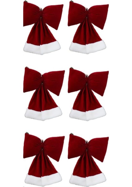 Noel Şarap Kırmızı Fiyonk Kadife Noel Fiyonku Noel Fiyonkları Süsler (Yurt Dışından)