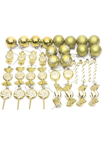 36 Adet Noel Ağacı Asılı Kolye Noel Küreleri Altın (Yurt Dışından)