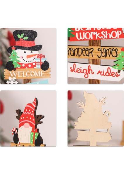 Adet Masaüstü Noel Ağacı Noel Baba Kendin Yap Dekorasyon Ahşap (Yurt Dışından)