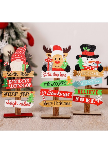 Adet Masaüstü Noel Ağacı Noel Baba Kendin Yap Dekorasyon Ahşap (Yurt Dışından)