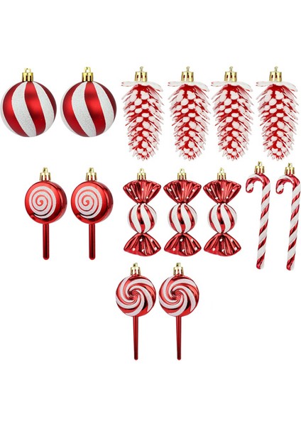 15 Adet Noel Süsleri Şeker Temalı Noel Şeker Süsleri Seti, B (Yurt Dışından)