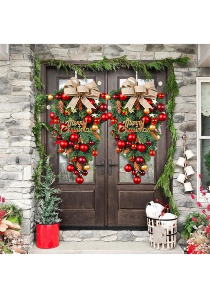 2 Adet Noel Ön Kapı Çelengi Ön Kapı, Duvar, Şömine Için Xmas (Yurt Dışından)