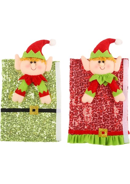 Adet Noel Buzdolabı Kolu Kılıfları Sevimli Kapı Kolu Eldivenleri (Yurt Dışından)