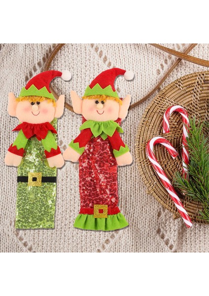 Adet Noel Buzdolabı Kolu Kılıfları Sevimli Kapı Kolu Eldivenleri (Yurt Dışından)