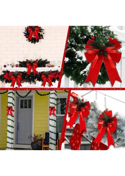 12 Adet Noel Siyah Kırmızı Fiyonk Noel Ağacı Dekorasyonu Fiyonkları (Yurt Dışından) fırsatları