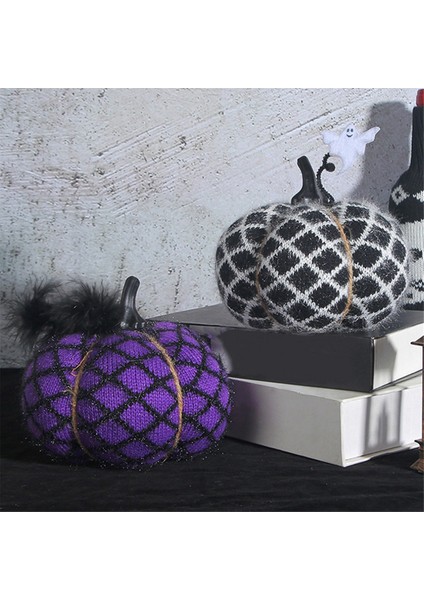 Cadılar Bayramı Balkabağı Yastık Dekoru 3D Balkabağı Yastık Mor (Yurt Dışından)