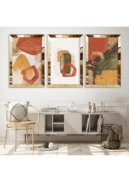 Soyut Desen Şekiller Gümüş Pleksi Kenar Mdf Tablo